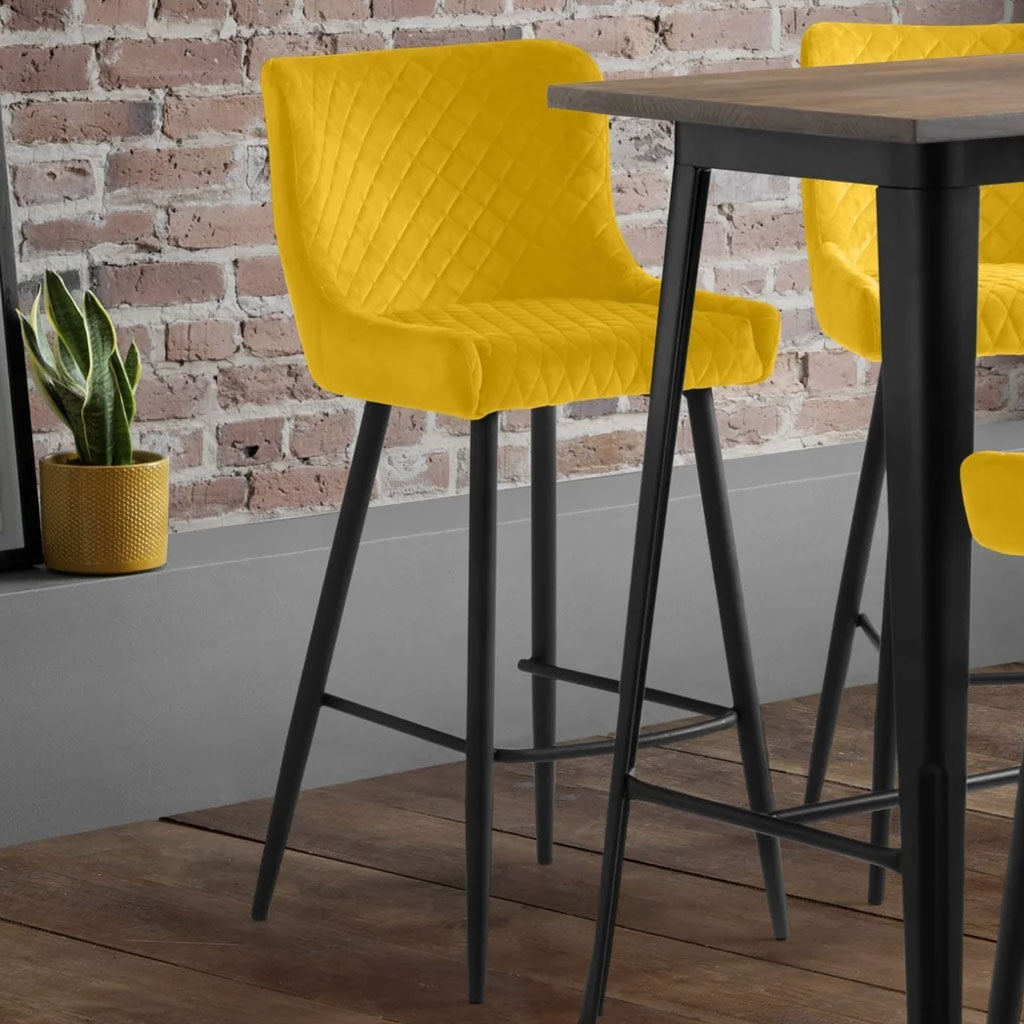 Velvet Bar Stool With Metal Legs - Luxe
