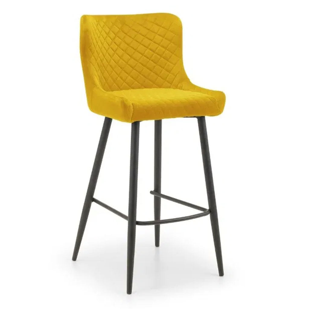 Velvet Bar Stool With Metal Legs - Luxe