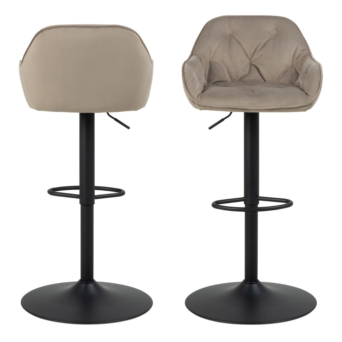 Velvet Bar Stools in Set Of 2 With Gas-Lift And Swivel Function - Brooke