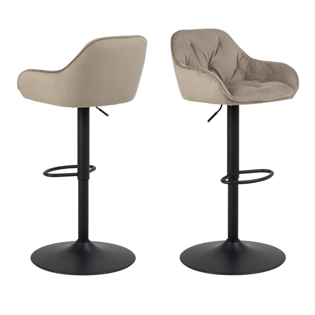 Velvet Bar Stools in Set Of 2 With Gas-Lift And Swivel Function - Brooke