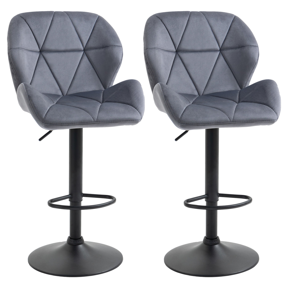 Velvet Bar Stools in Set Of 2 With Metal Frame Footrest - Velmora