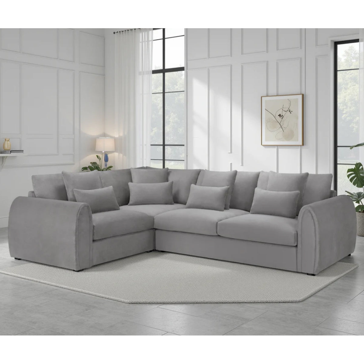 Velvet Corner Sofa Left Hand Facing - Mirabel