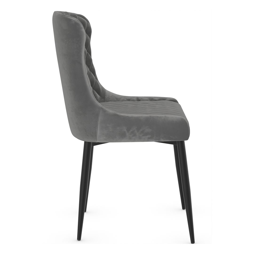 Velvet Dining Chair With Black Powder-Coated Metal Legs - Ryland