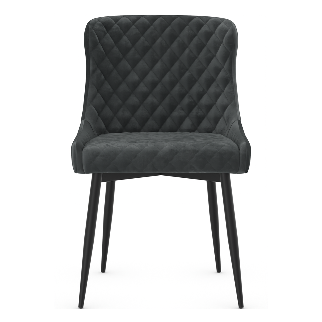 Velvet Dining Chair With Black Powder-Coated Metal Legs - Ryland