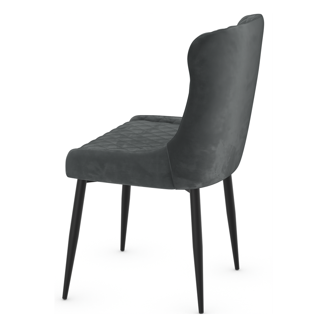 Velvet Dining Chair With Black Powder-Coated Metal Legs - Ryland