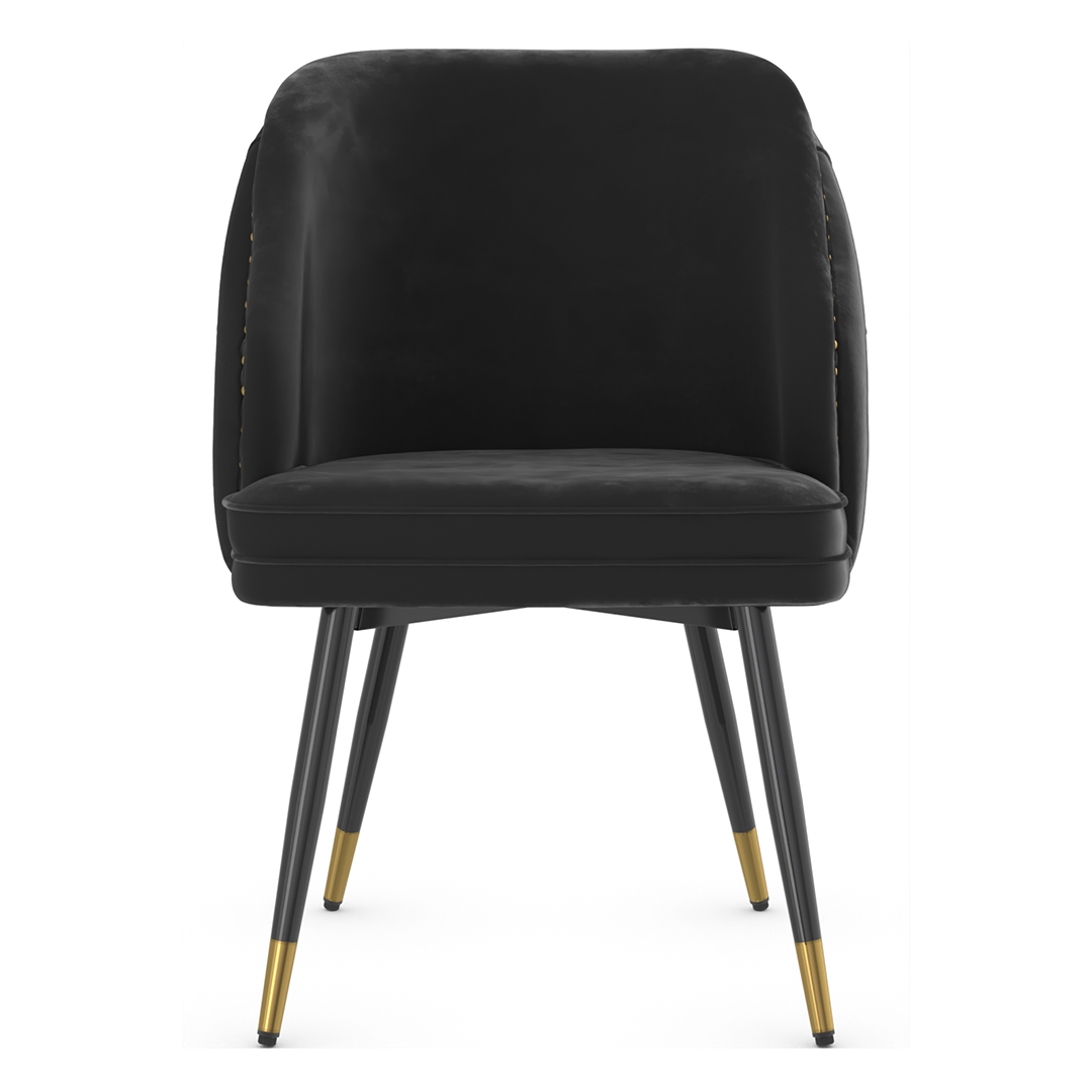 Velvet Dining Chair With Black Slim Metal Legs - Aberley
