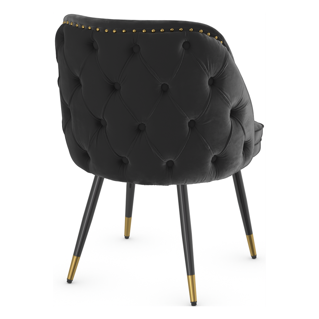 Velvet Dining Chair With Black Slim Metal Legs - Aberley