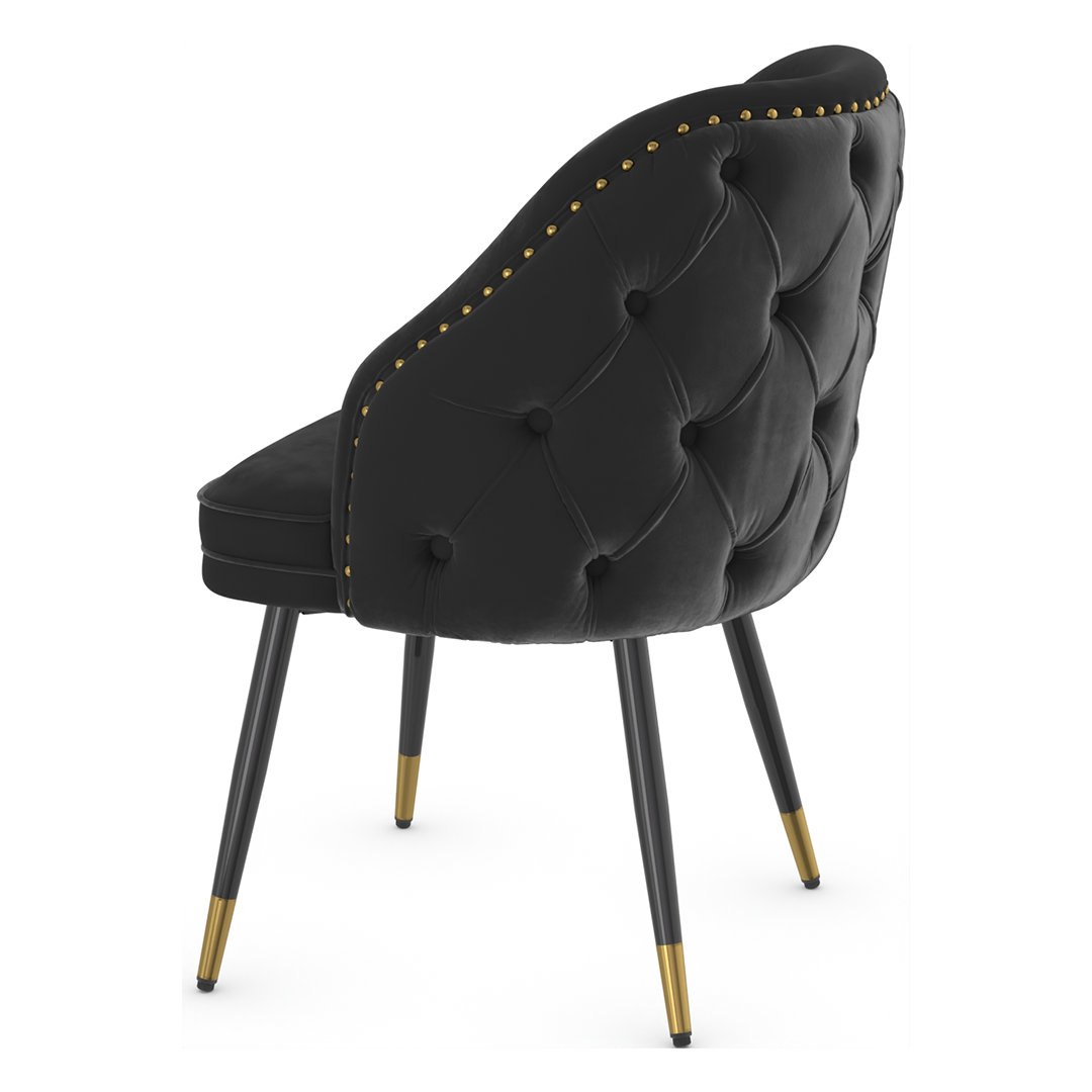 Velvet Dining Chair With Black Slim Metal Legs - Aberley