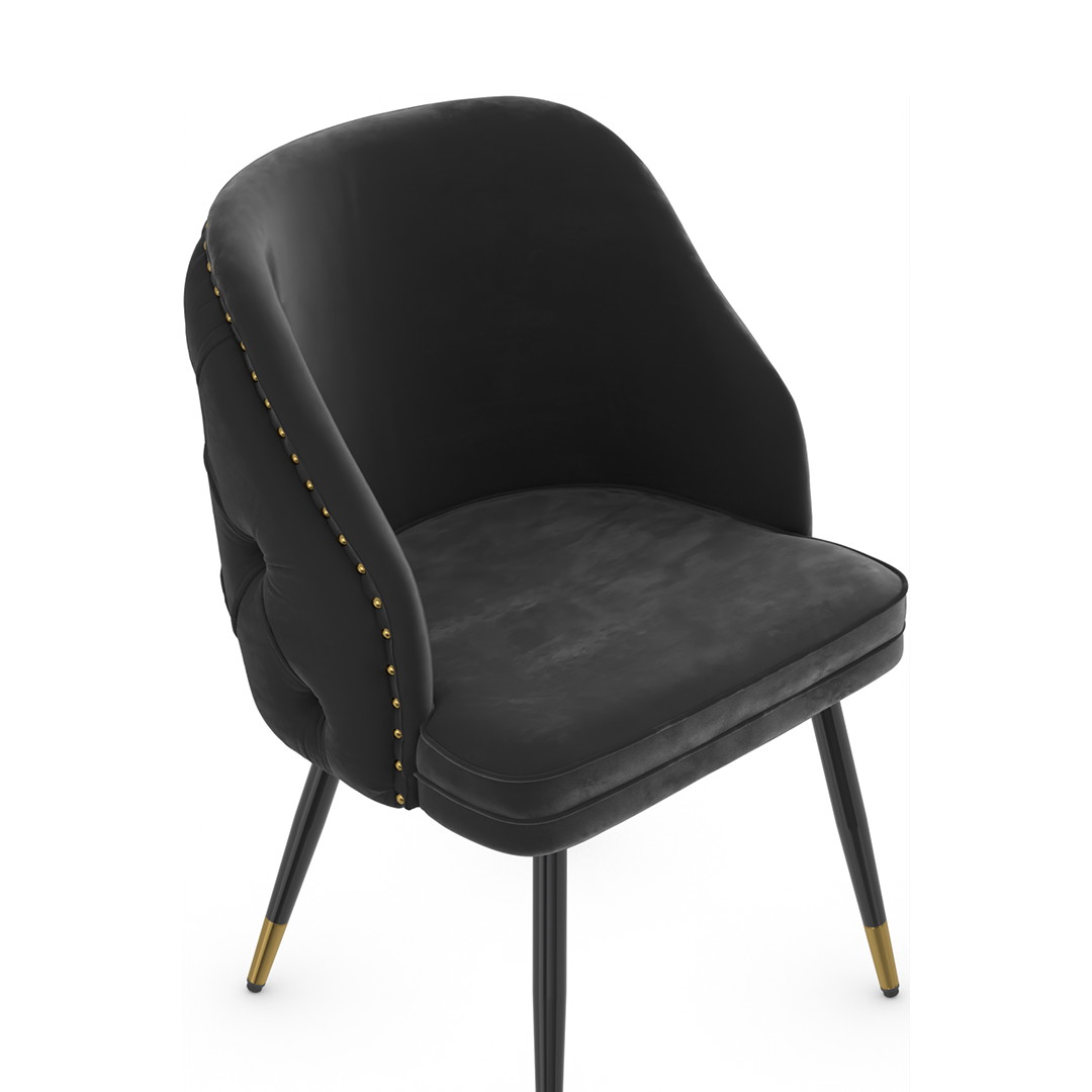 Velvet Dining Chair With Black Slim Metal Legs - Aberley