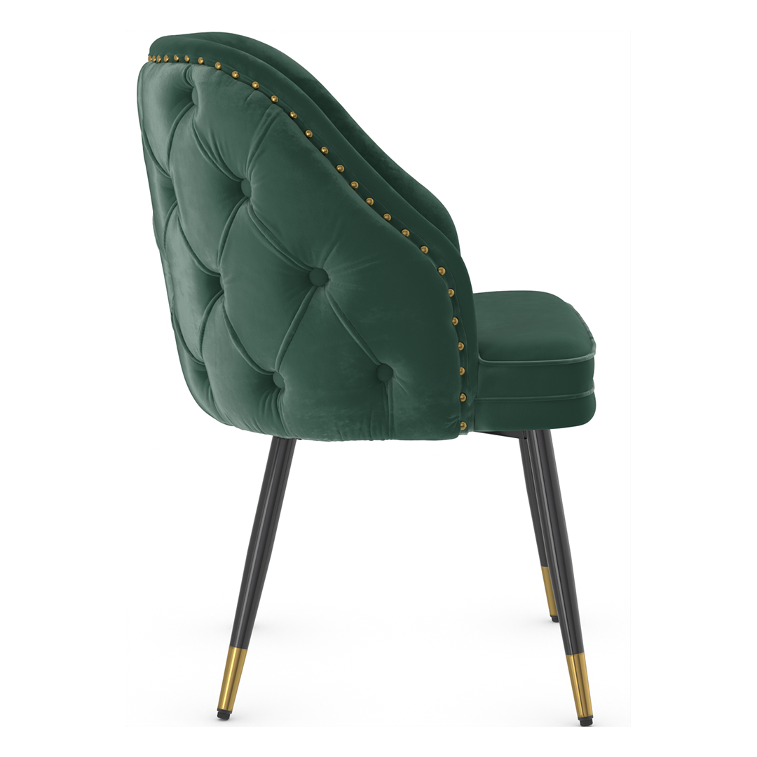 Velvet Dining Chair With Black Slim Metal Legs - Aberley