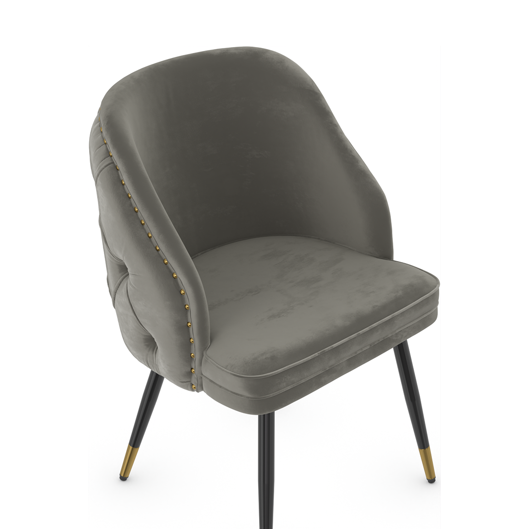 Velvet Dining Chair With Black Slim Metal Legs - Aberley