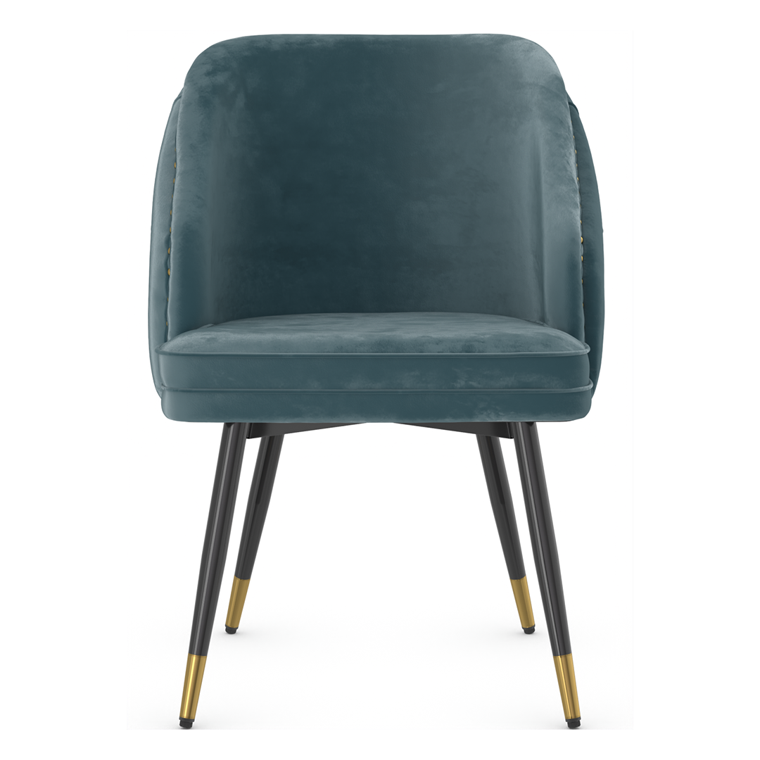 Velvet Dining Chair With Black Slim Metal Legs - Aberley