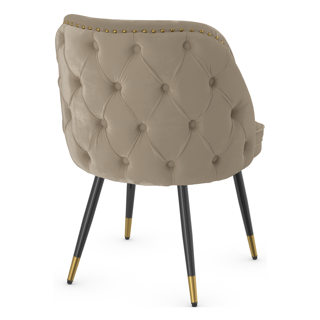 Velvet Dining Chair With Black Slim Metal Legs - Aberley