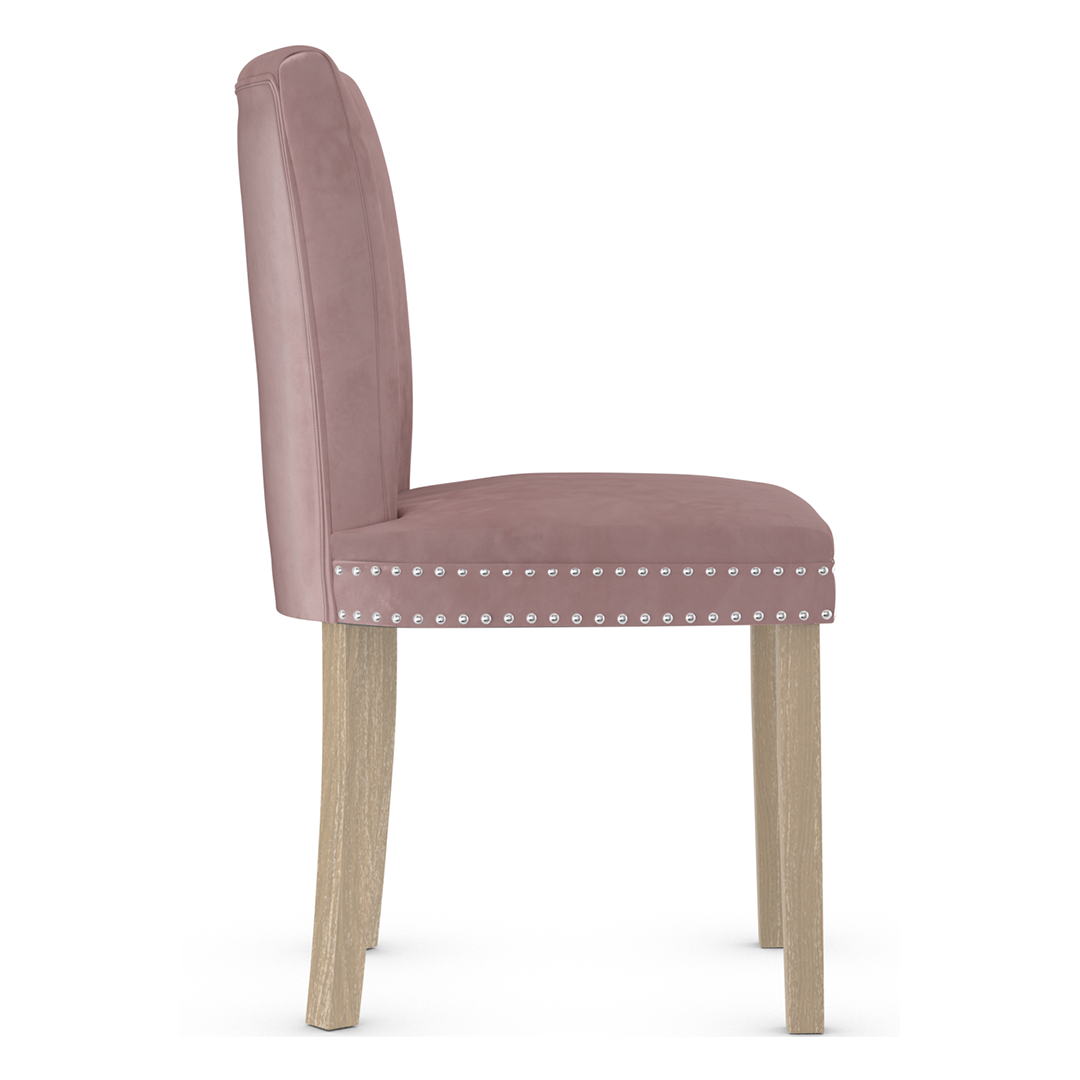 Velvet Dining Chair With Oak Wooden Legs - Stanhope