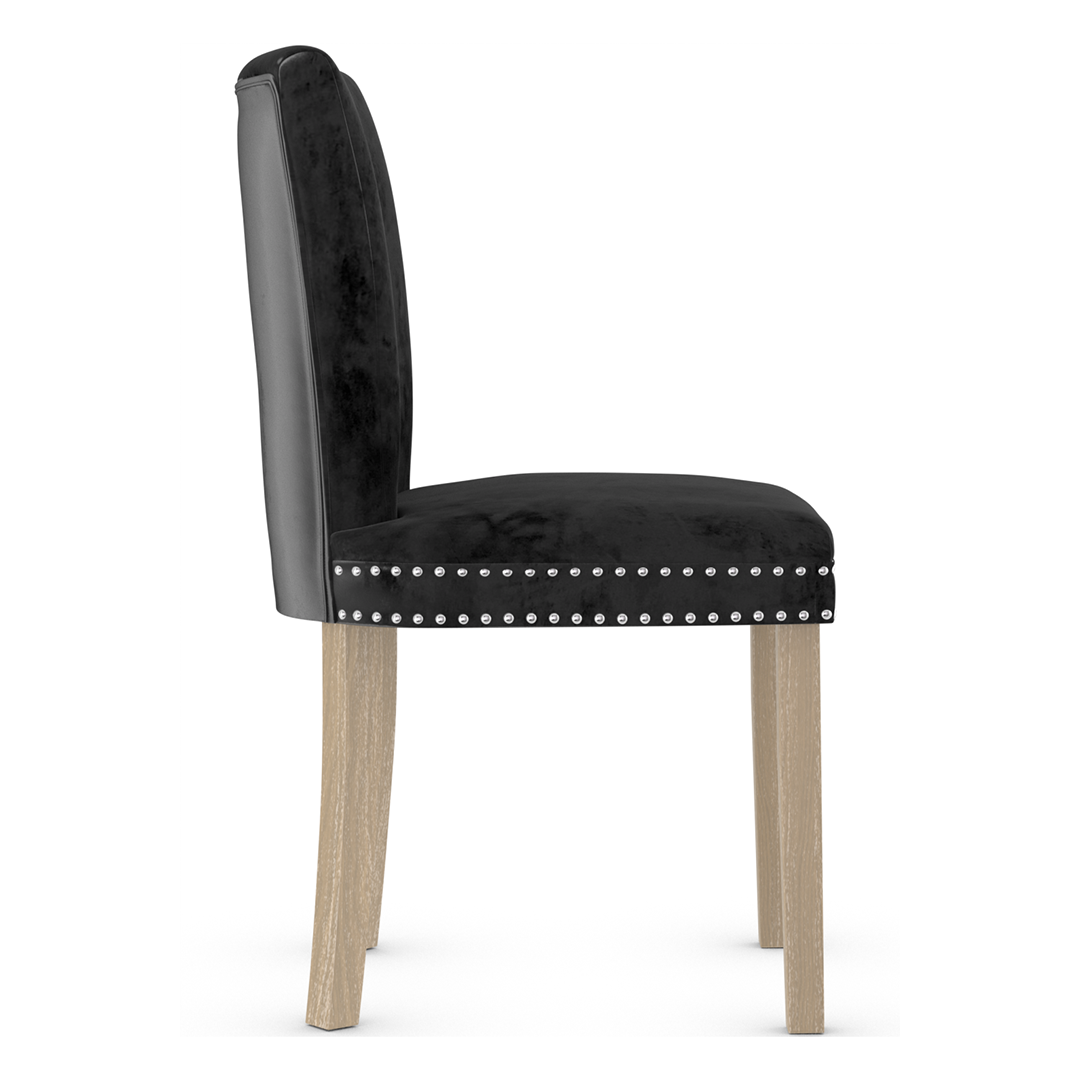 Velvet Dining Chair With Oak Wooden Legs - Stanhope