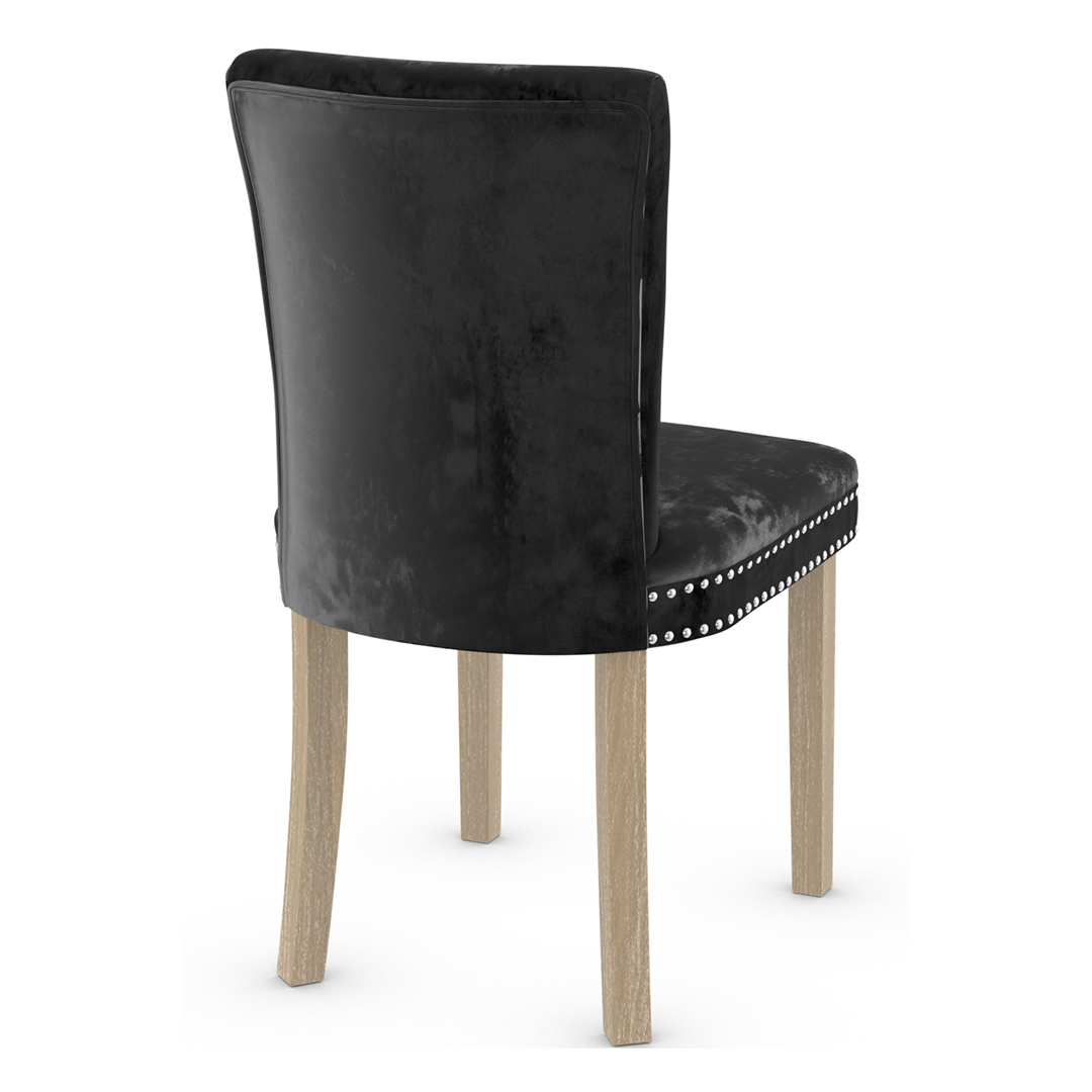 Velvet Dining Chair With Oak Wooden Legs - Stanhope