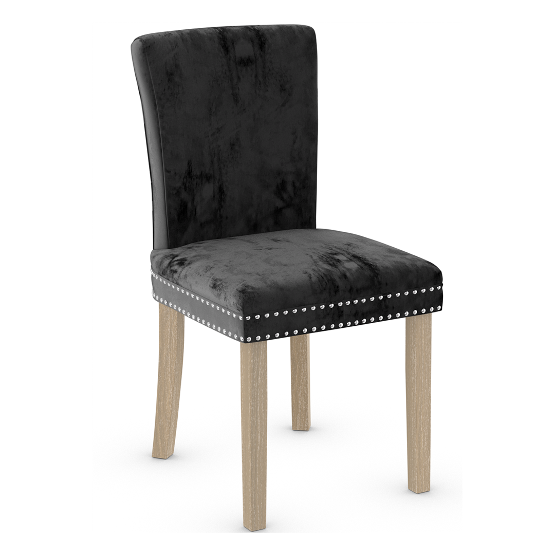Velvet Dining Chair With Oak Wooden Legs - Stanhope