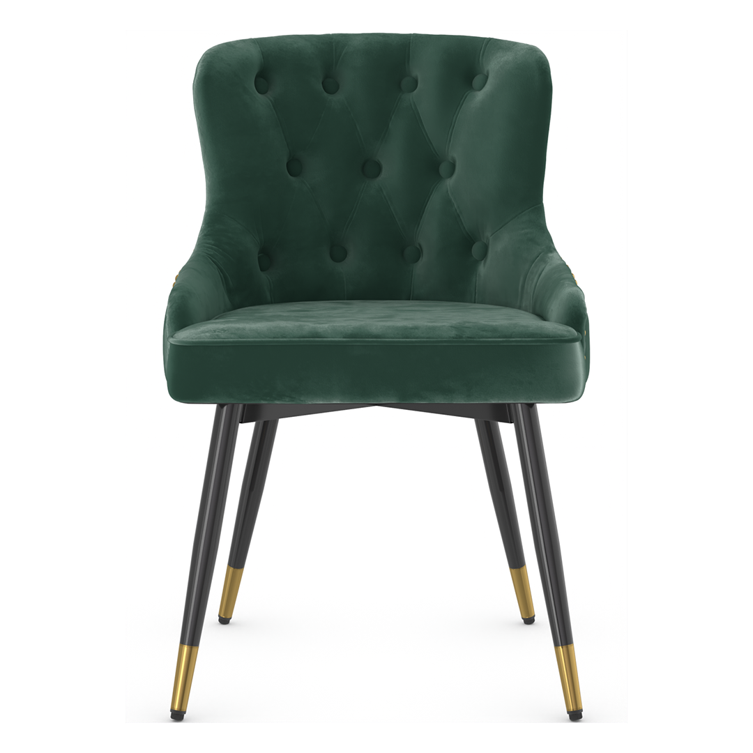 Velvet Dining Chair With Tapered Matt Black Legs - Ashton
