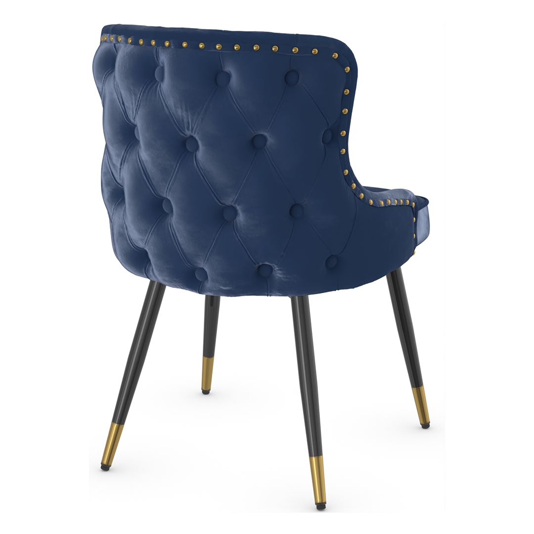 Velvet Dining Chair With Tapered Matt Black Legs - Ashton