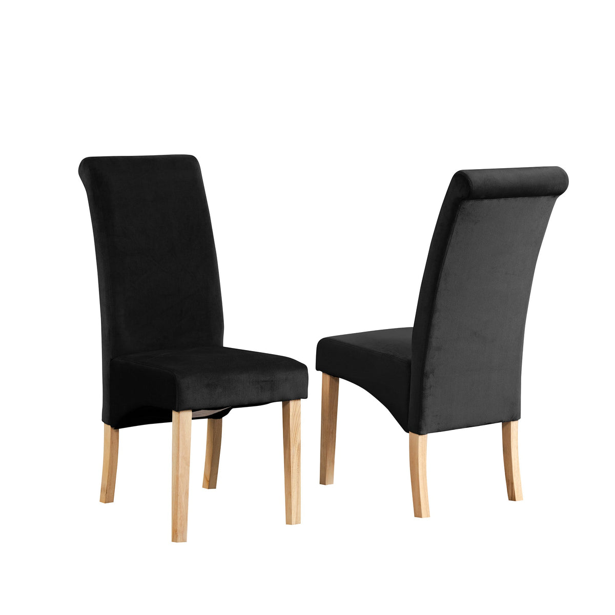 Velvet Dining Chairs 104cm High x 44cm Wide in Set Of 2 With Wooden Legs - Kensington Home