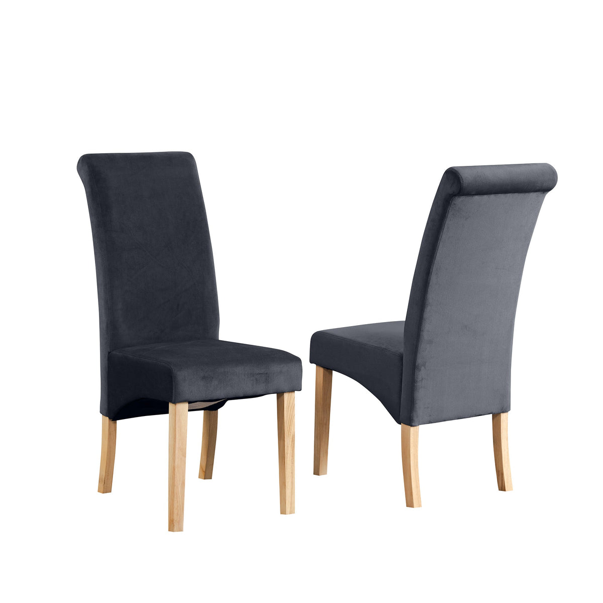 Velvet Dining Chairs 104cm High x 44cm Wide in Set Of 2 With Wooden Legs - Kensington Home