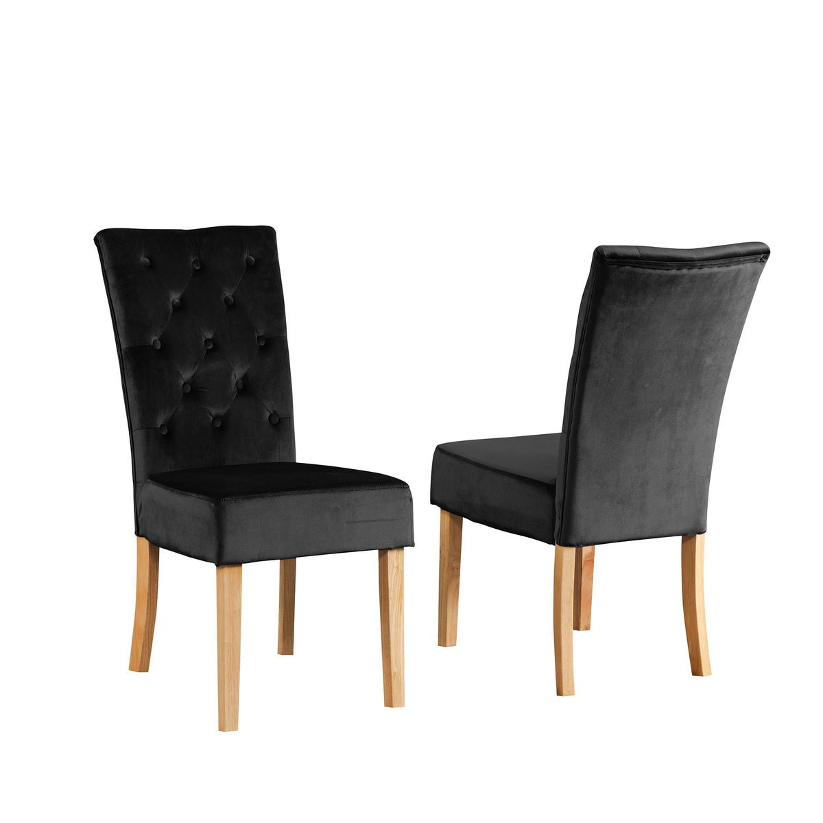 Velvet Dining Chairs 99cm High x 47cm Wide in Set Of 2 With Wooden Legs - Kensington Home