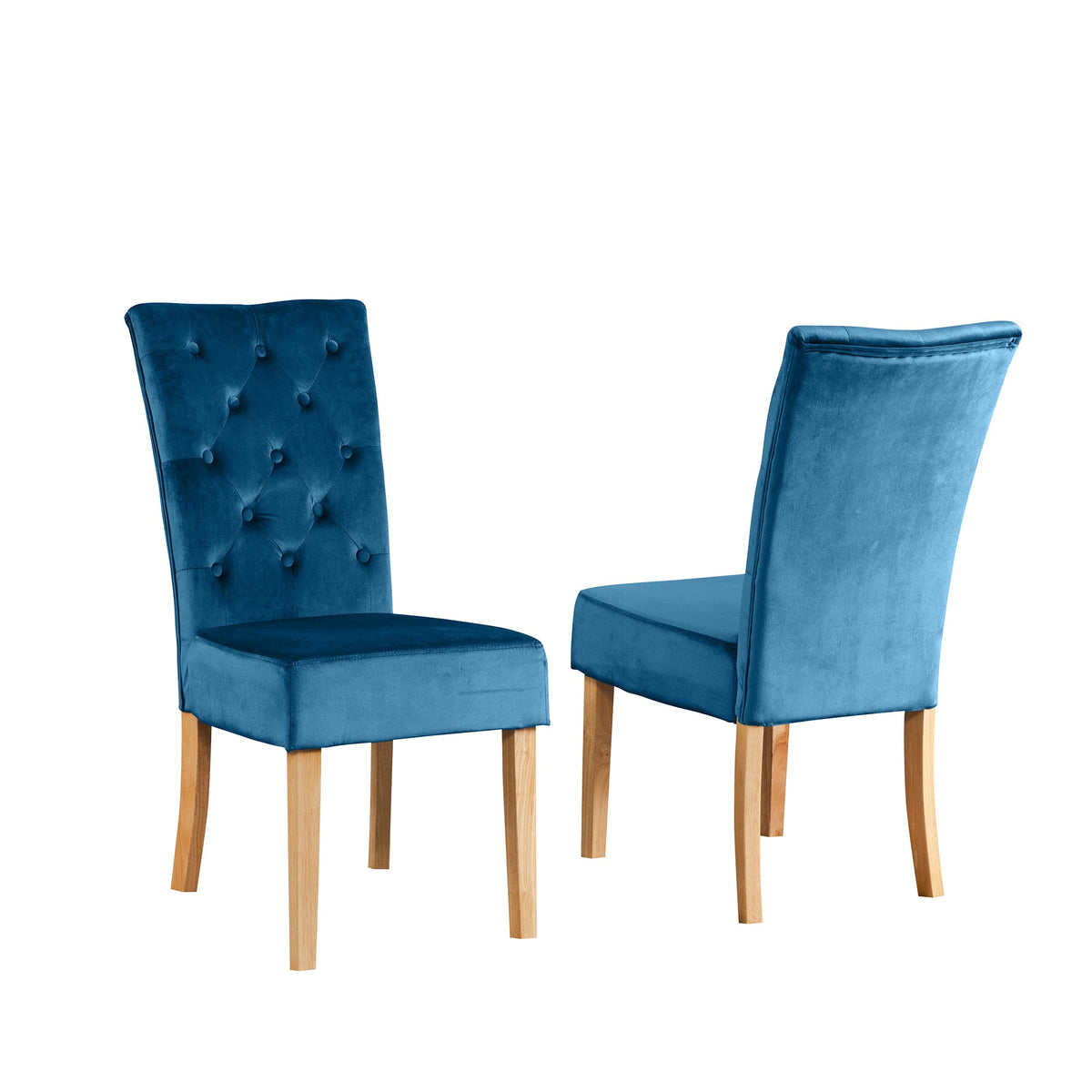 Velvet Dining Chairs 99cm High x 47cm Wide in Set Of 2 With Wooden Legs - Kensington Home
