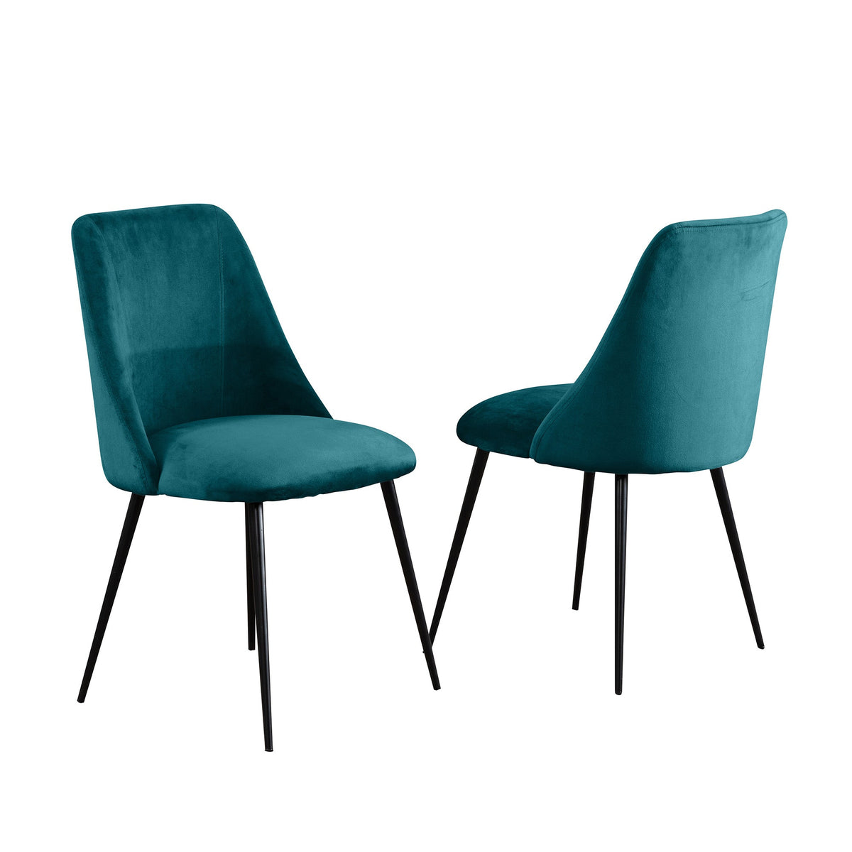 Velvet Dining Chairs 81cm High x 49cm Wide in Set Of 2 With Metal Legs - Kensington Home
