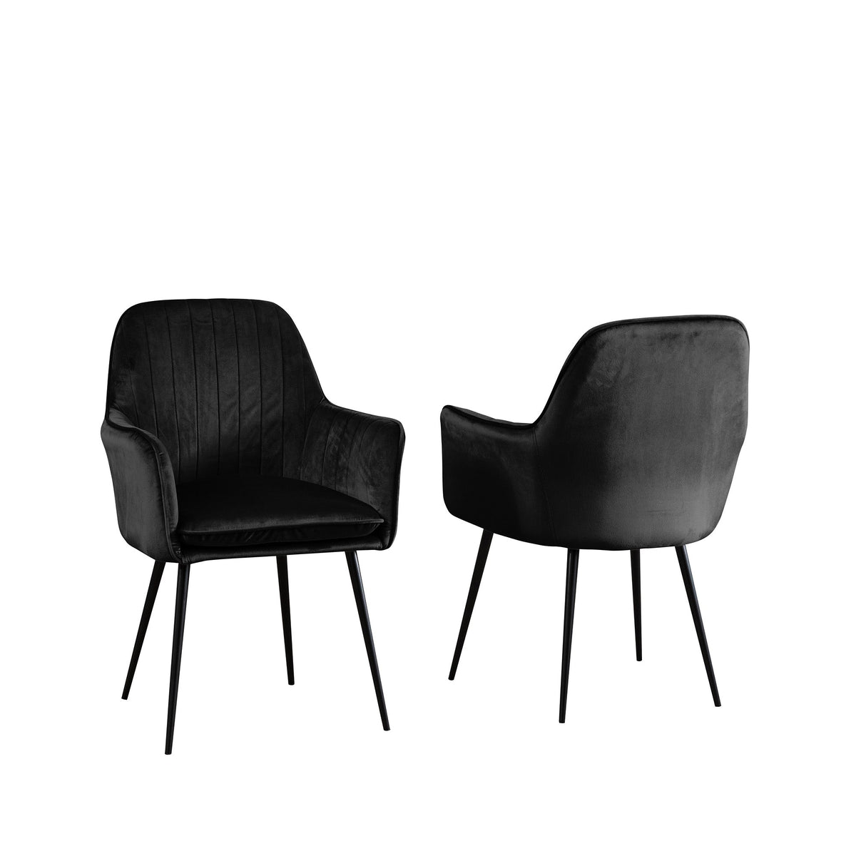 Velvet Dining Chairs 83cm High x 58cm Wide in Set Of 2 With Metal Legs - Kensington Home
