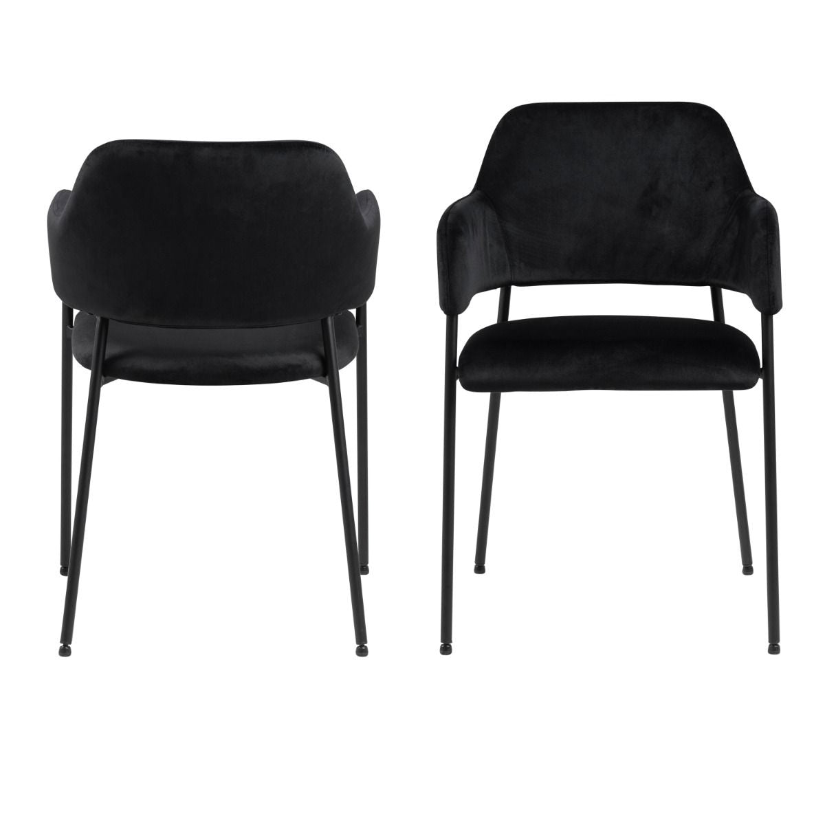 Velvet Dining Chairs With Armrest in Set Of 2 - Lima