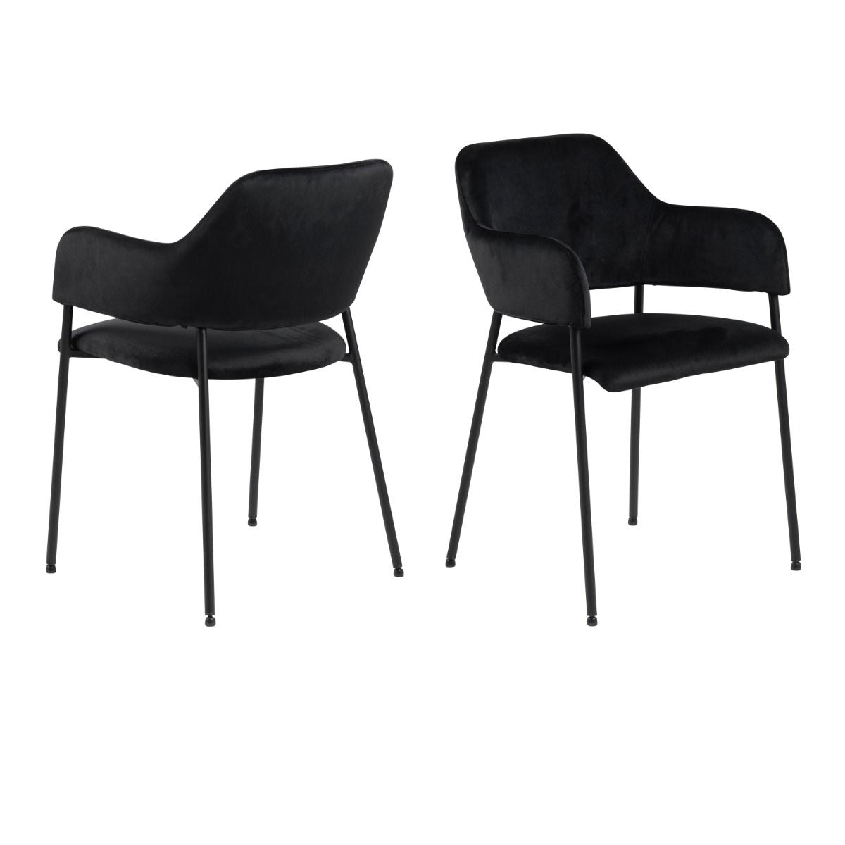 Velvet Dining Chairs With Armrest in Set Of 2 - Lima