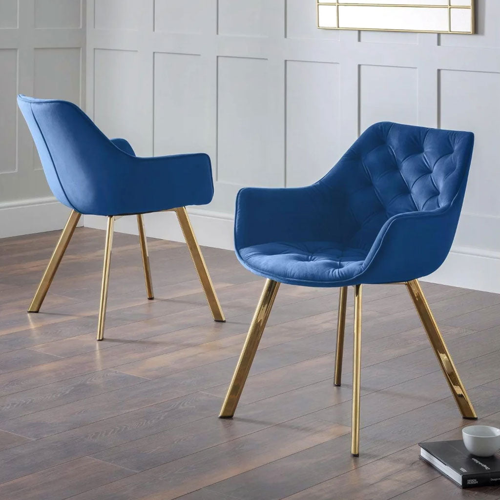 Velvet Dining Chairs in Set Of 2 - Lorenzo