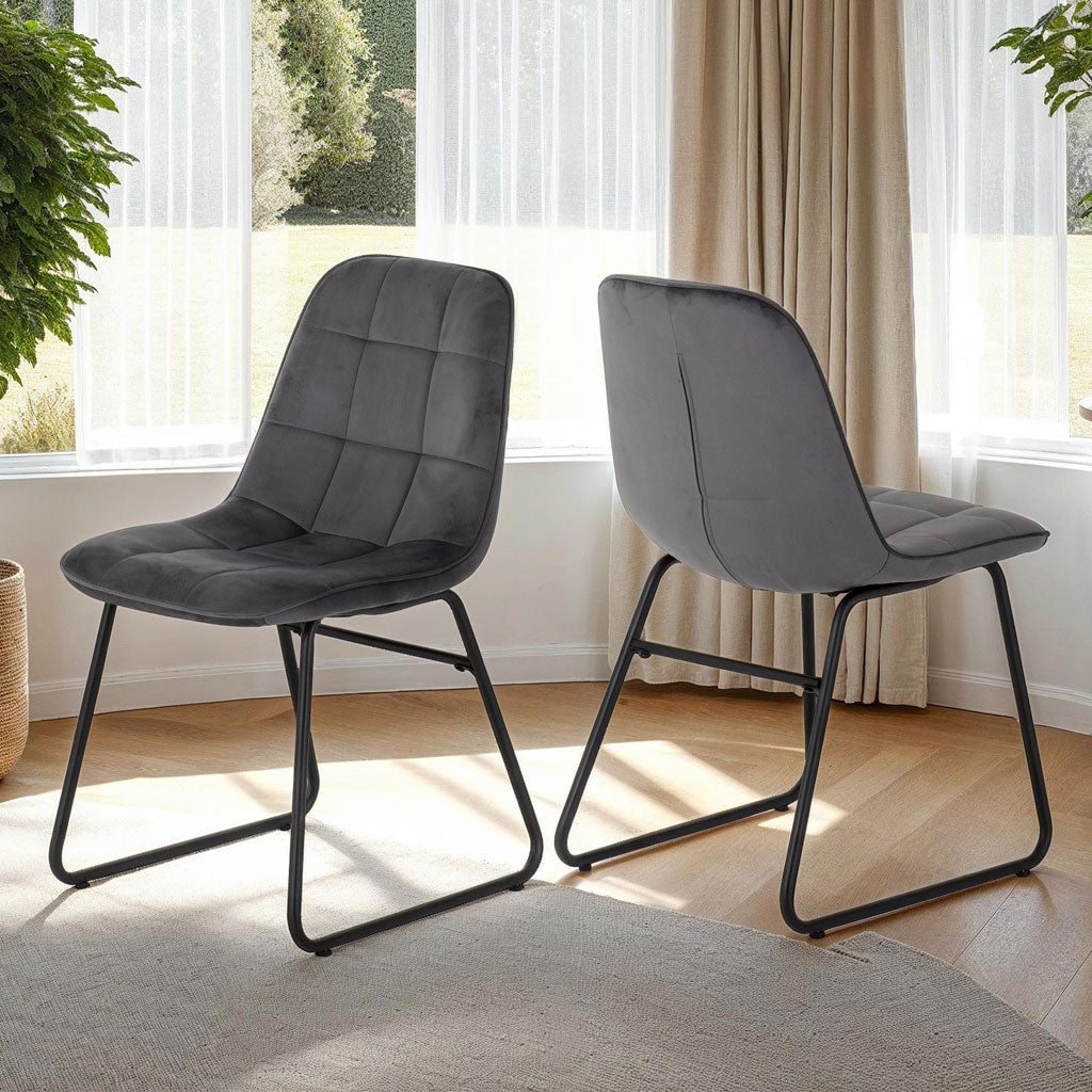 Velvet Dining Chairs in Set Of 2 - Lukas