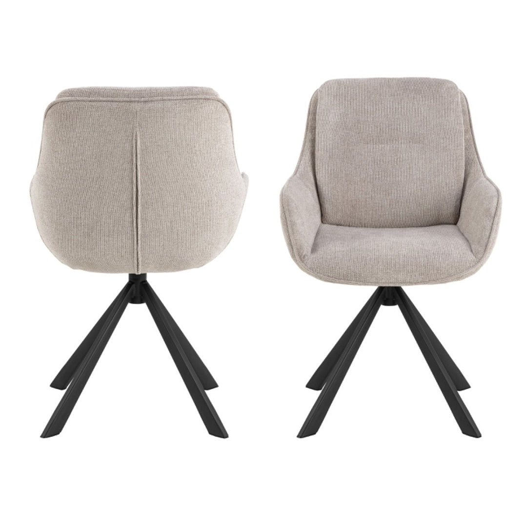 Velvet Dining Chairs in Set Of 2 With Swivel Function - Carrie