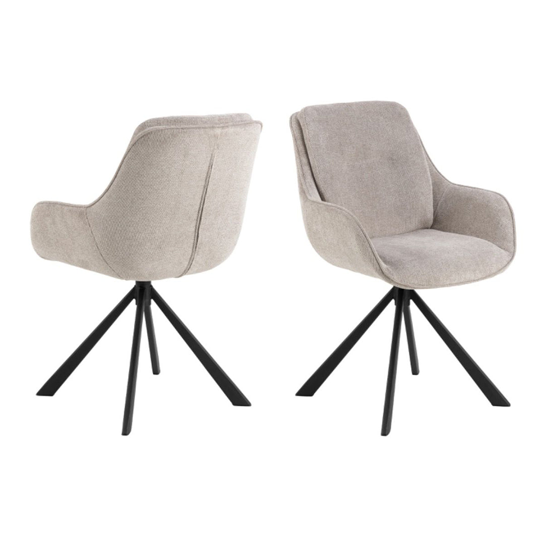 Velvet Dining Chairs in Set Of 2 With Swivel Function - Carrie