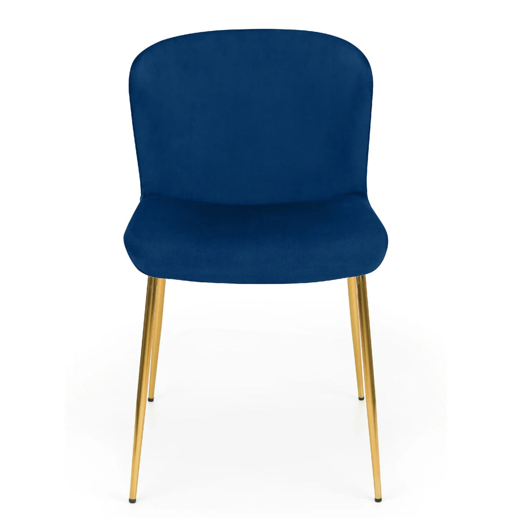 Velvet Dining Chairs in Set Of 2 With Gold Metal Legs - Harper