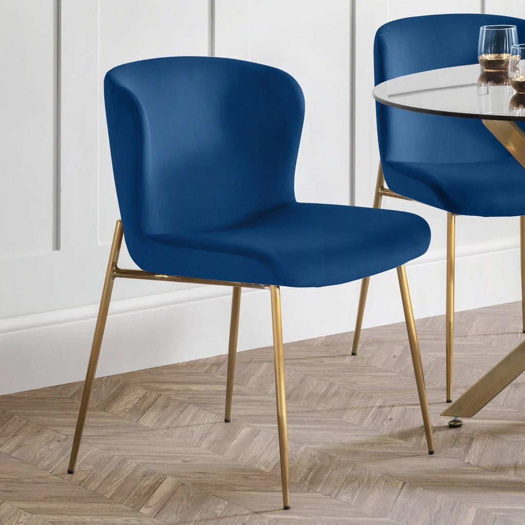 Velvet Dining Chairs in Set Of 2 With Gold Metal Legs - Harper
