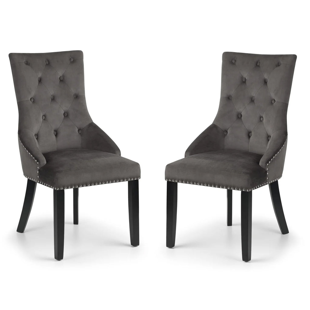 Velvet Dining Chairs in Set Of 2 Knockerback - Veneto