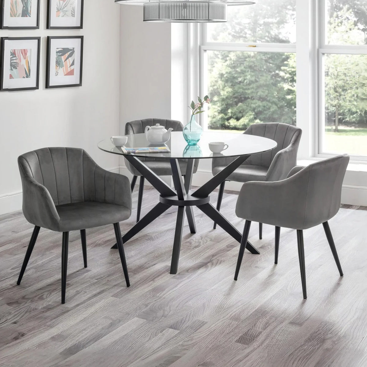 Velvet Dining Chairs in Set Of 2 Scalloped - Hobart