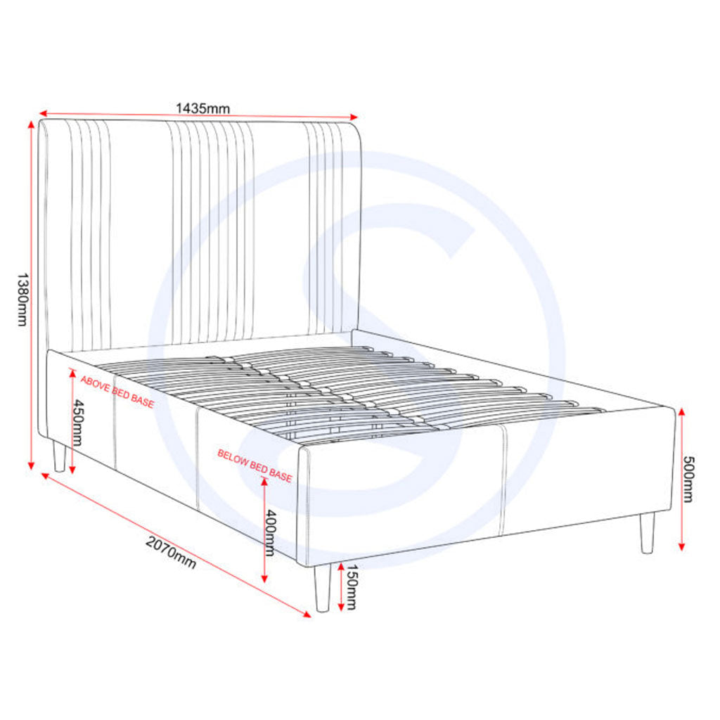 Velvet Double Bed - Maine