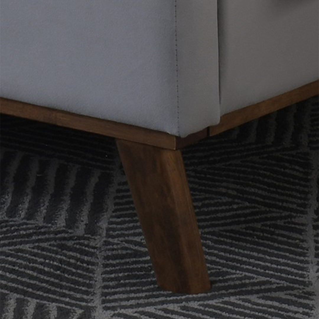 Velvet Double Bed With Oak Wooden Legs - Albany