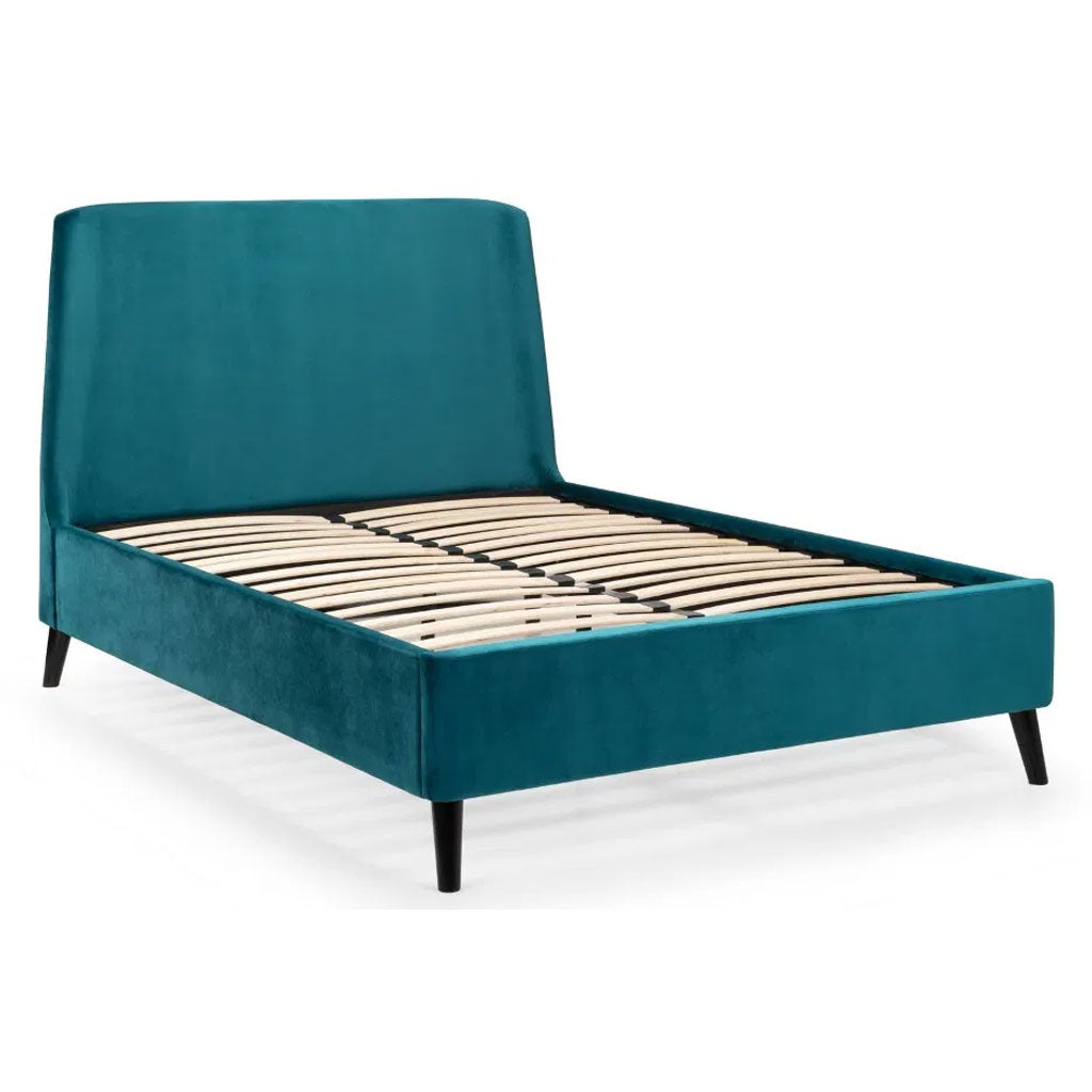 Velvet Double Bed With Curved Headboard - Frida
