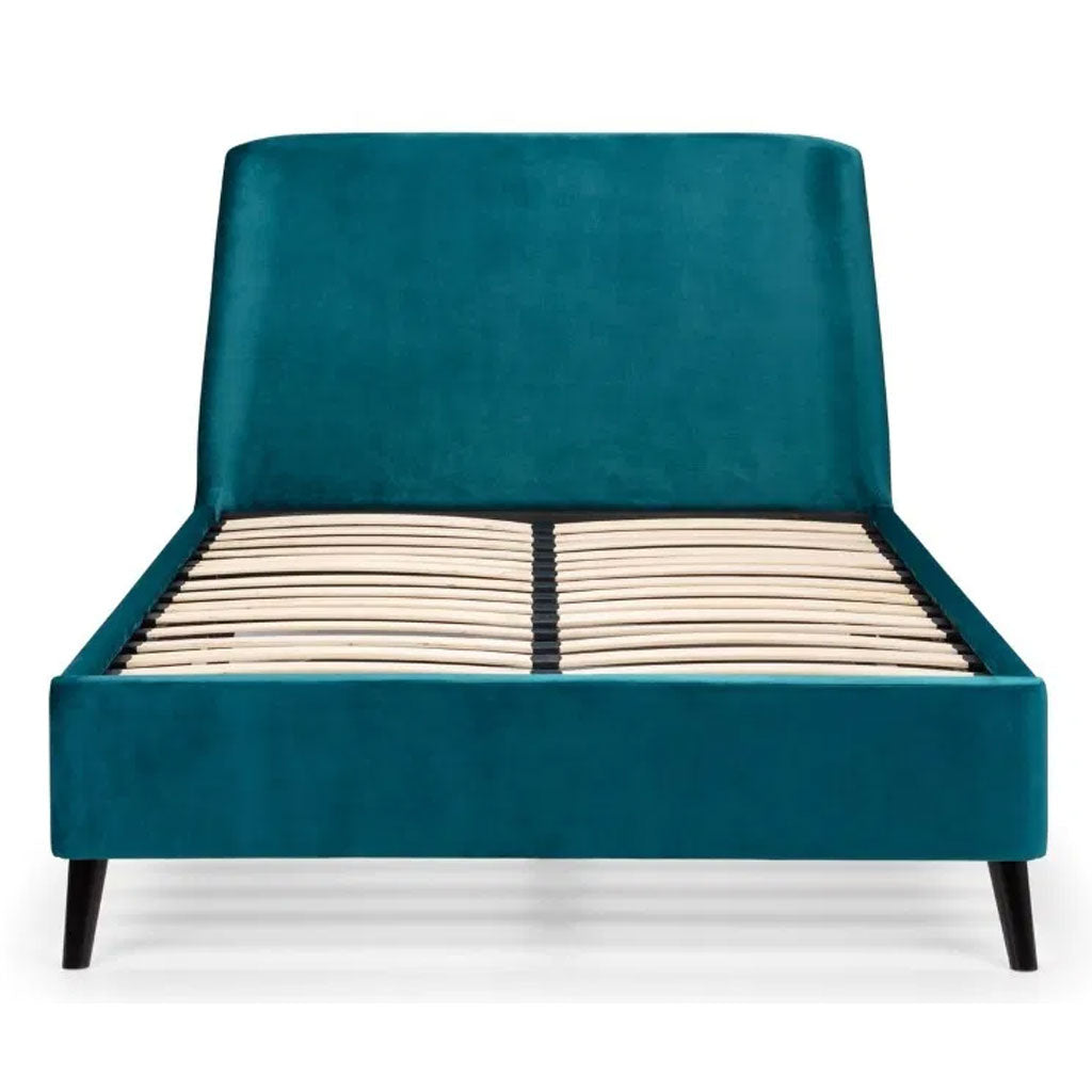 Velvet Double Bed With Curved Headboard - Frida