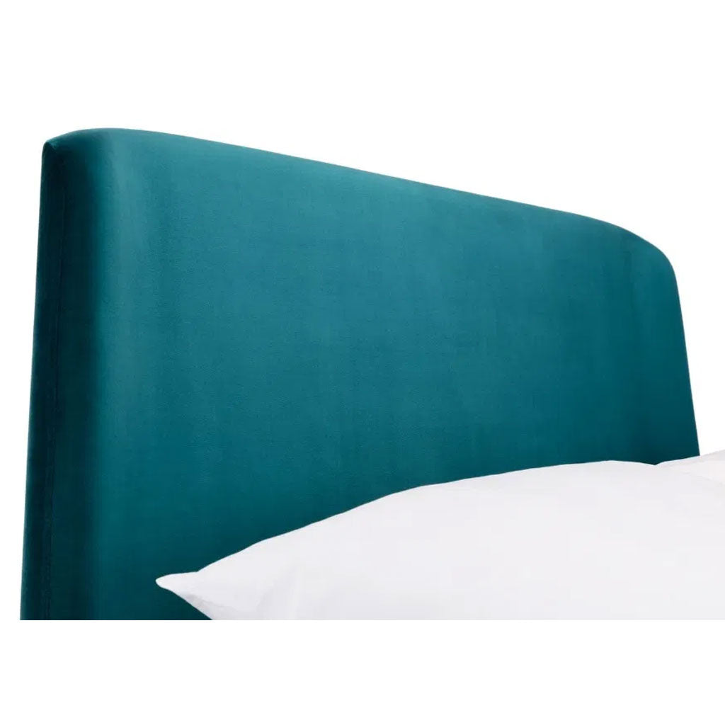 Velvet Double Bed With Curved Headboard - Frida