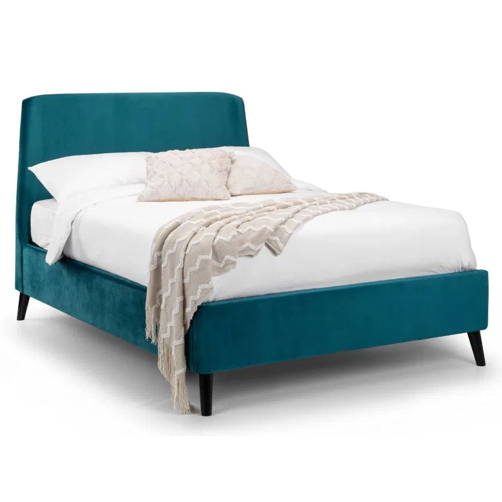 Velvet Double Bed With Curved Headboard - Frida