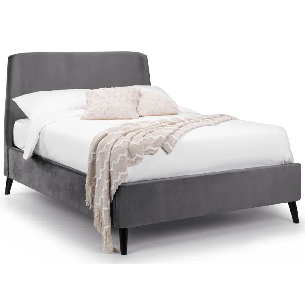 Velvet Double Bed With Curved Headboard - Frida