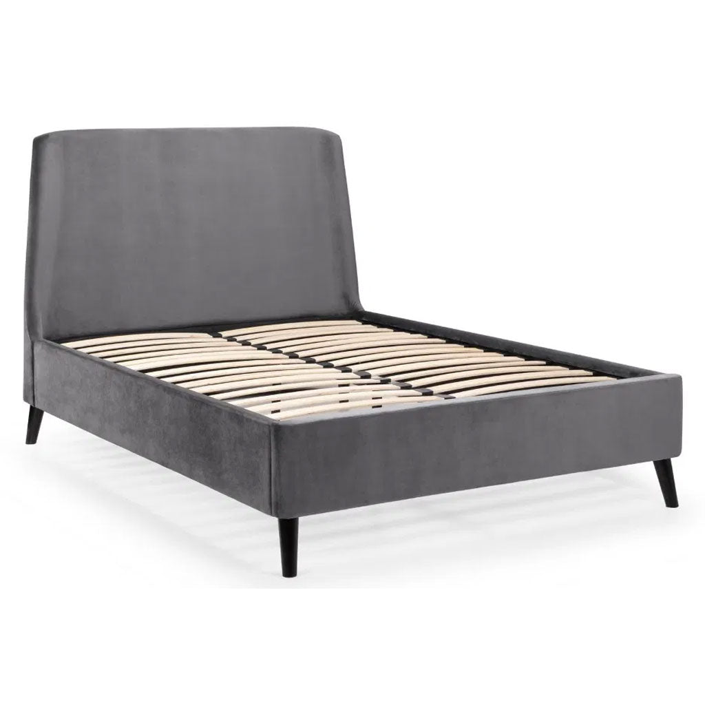 Velvet Double Bed With Curved Headboard - Frida