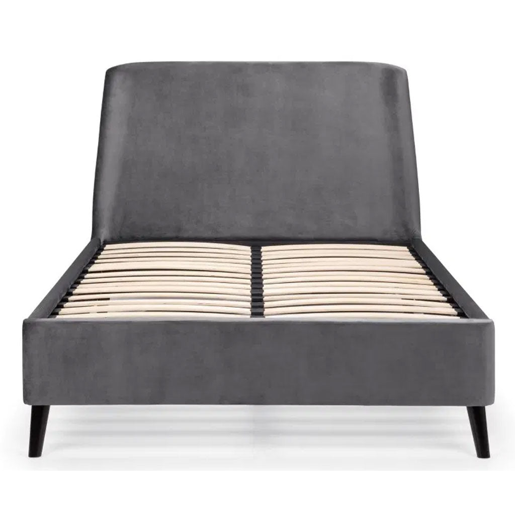 Velvet Double Bed With Curved Headboard - Frida