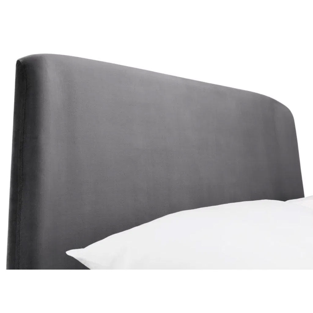 Velvet Double Bed With Curved Headboard - Frida