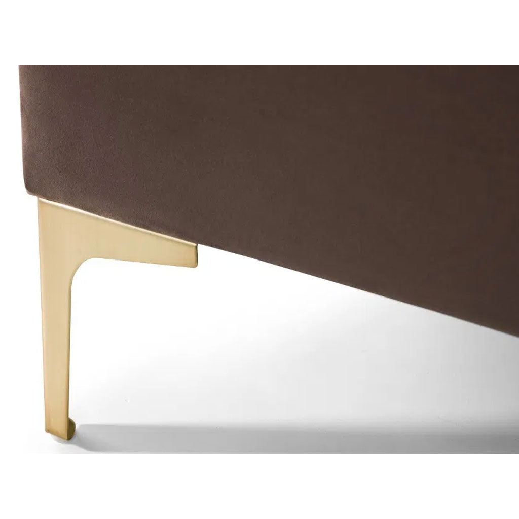 Velvet Double Bed With Gold Metal Feet - Deco